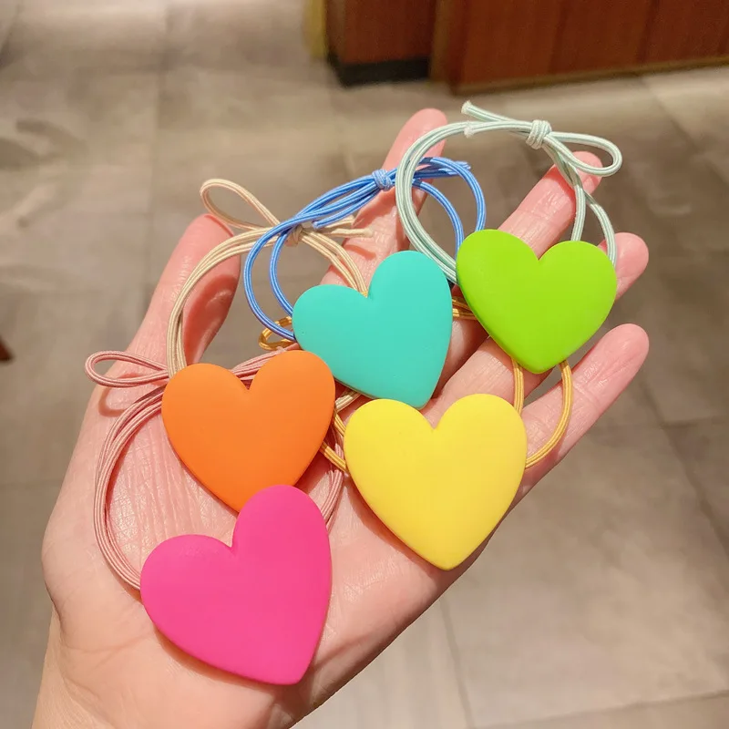 2025 نمط جديد لون الحلوى شكل قلب Scrunchies الحلو في سن المراهقة الفتيات كعكة العلاقات الشعر الكورية نمط مرونة إكسسوارات الشعر