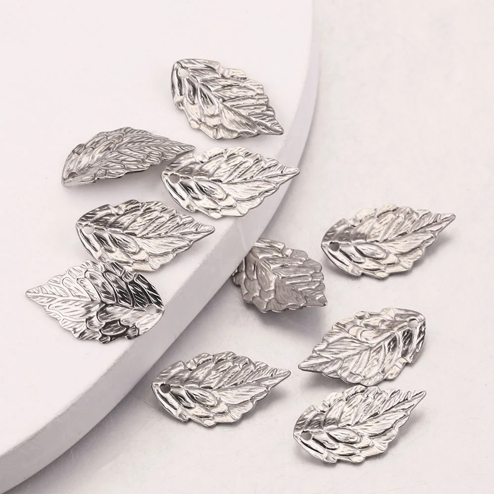 20pcs 10*17mm Stainless Steel Leaf Charms Stamping Earrings Pendants for DIY Floating leaves Jewelry Making Wholesale