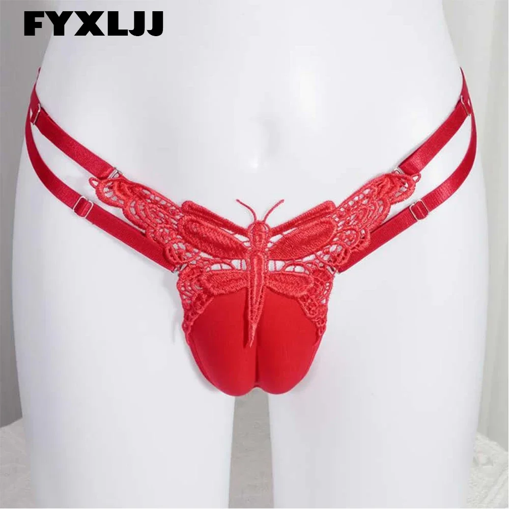 

FYXLJJ Erotic G String Men Jockstrap Sexy Hiding Gaff Panties Thongs Lace Briefs Underwear Sissy Camel Toe Fake Vagin Underpant