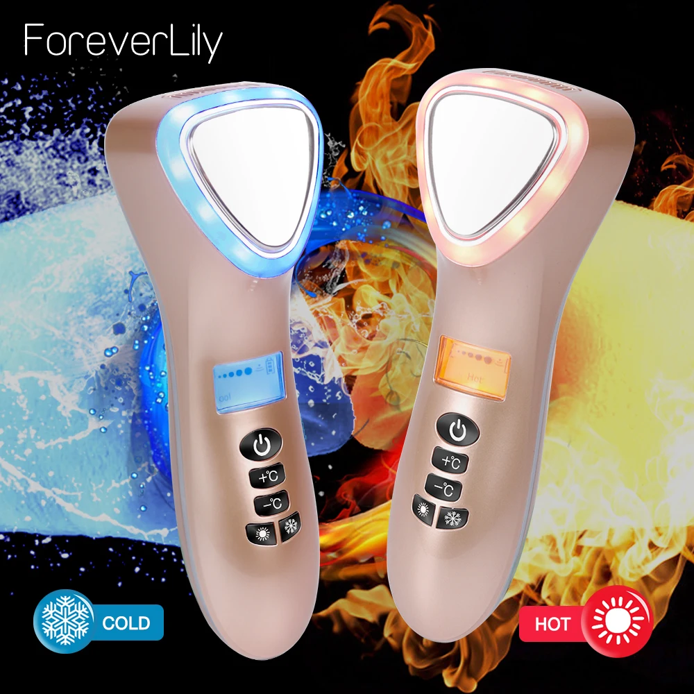 Nóng Lạnh Búa Siêu Âm Cryotherapy LED Photon Thu Nhỏ Lỗ Chân Lông Căng Da Mặt Rung Máy Massage Siêu Âm Mắt Chăm Sóc Da Thiết Bị