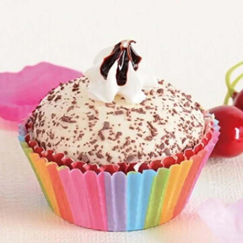 Rainbow Cupcake Liners Baking Accessories Cake Muffin Paper Cups Wrap Case for Christmas Halloween Events and DIY Crafts