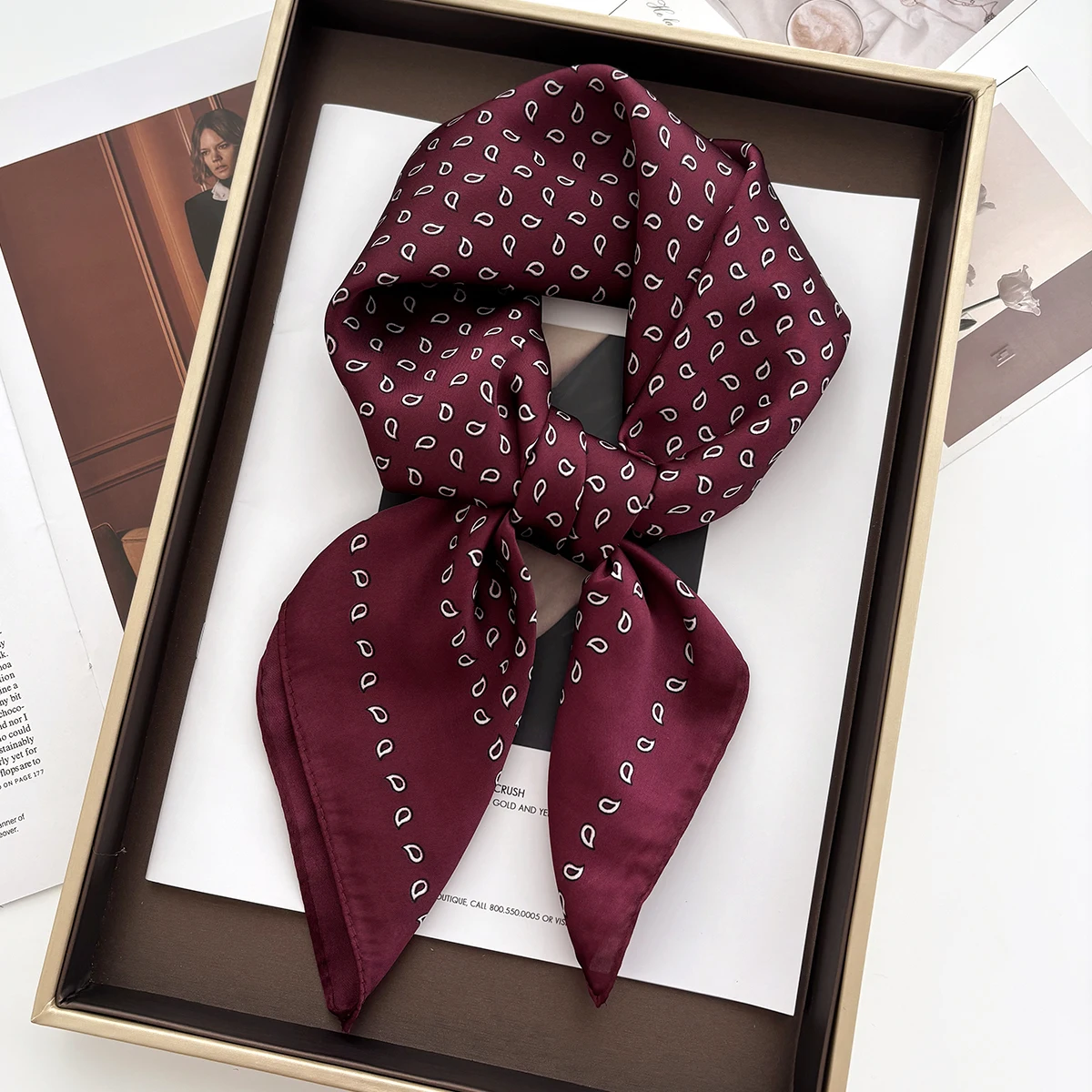 70*70cm Damen Quadratischer Schal Weicher Satin Blumendruck Wickeltuch Foulard Halstuch Bandanas Haarband Schmaler Schal Hijab Tücher