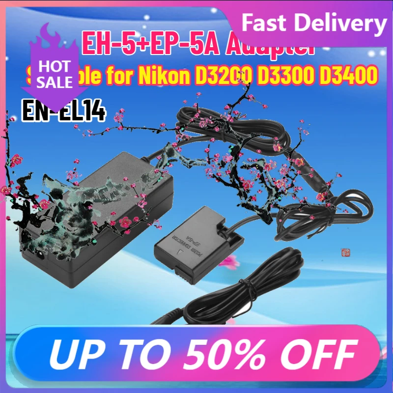 

【Быстрая доставка】Муляж батареи EN-EL14A для цифровых камер Nikon Coolpix D3200 D3300 D3400, адаптер питания EP-5A EH-5