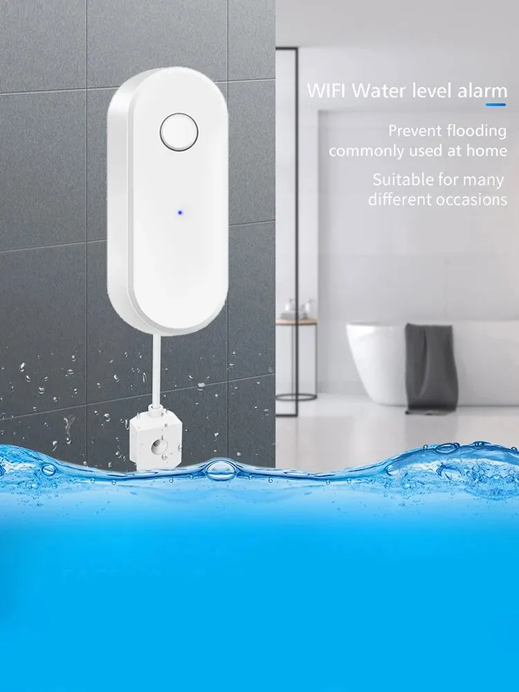 Tuya WiFi Inteligentny czujnik wycieku wody Alarm wycieku cieczy Detektor poziomu przepełnienia Ochrona przed zalaniem Aplikacja SmartLife (White) — Zdjęcie 2 z 2