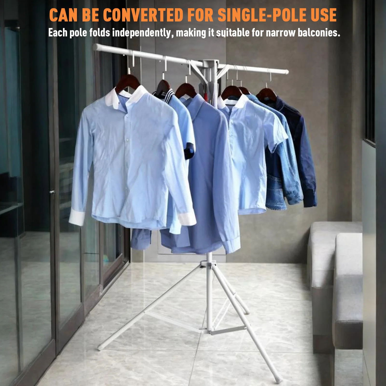 

Steel Tripod Folding Clothes Drying Rack Space-Saving Collapsable Clothes Rack Durable Clothes Dryer Stand for Laundry Room