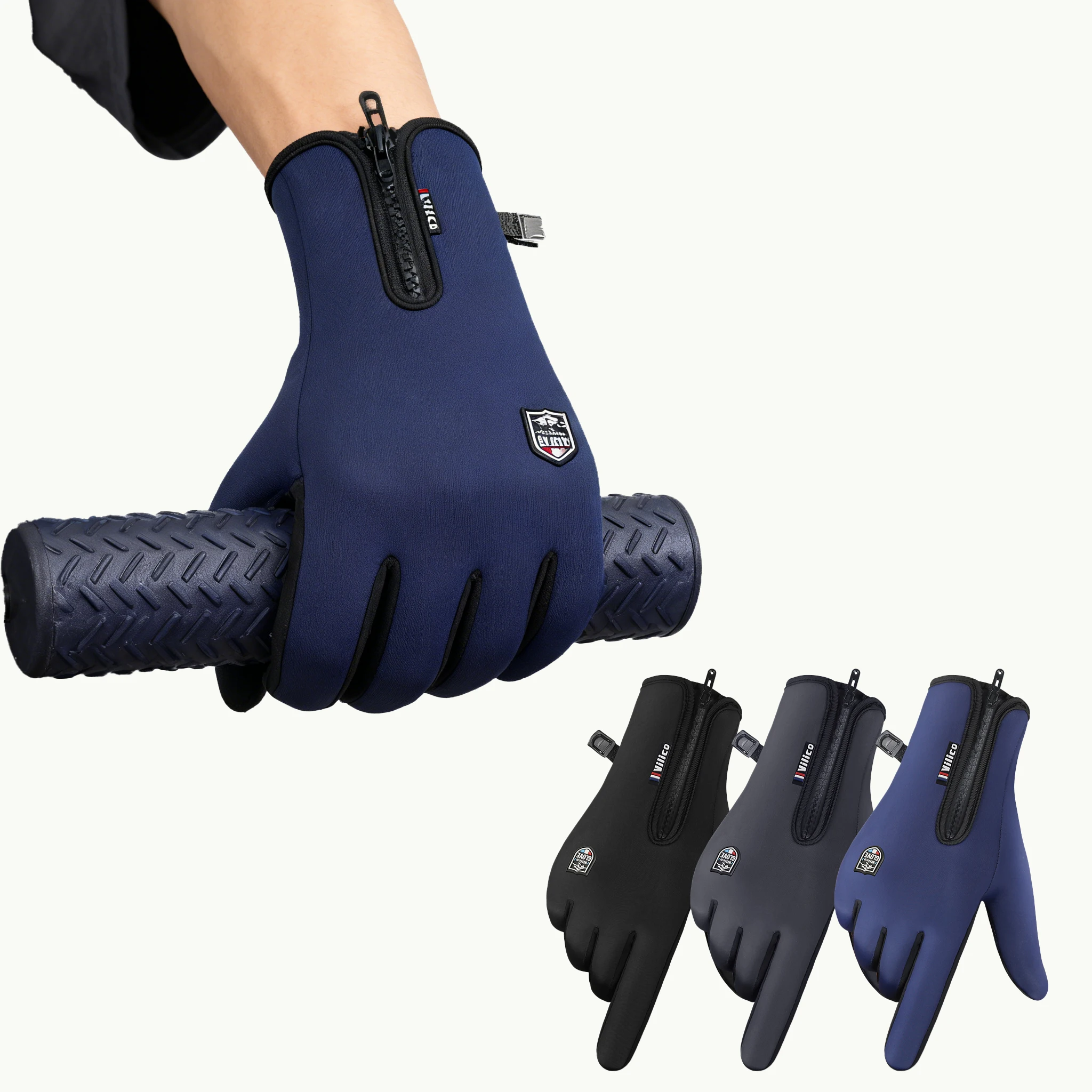 Thermohandschuhe für Herren, Winter, Radfahren, Fahrrad, warm, Fleece, kältebeständig, winddicht, Outdoor, Laufen, Skifahren, Fäustlinge