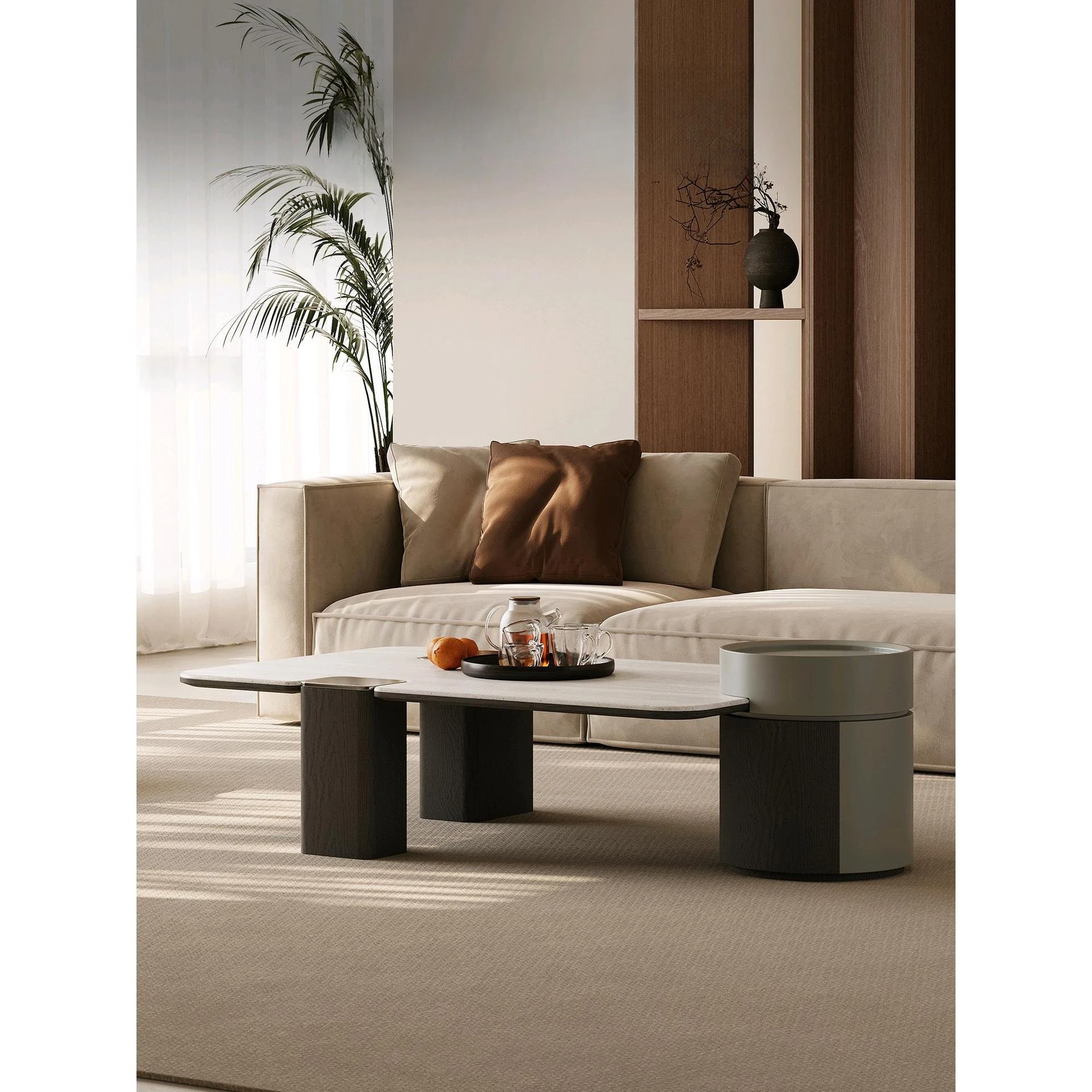 طاولة قهوة إيطالية بسيطة، غرفة معيشة بسيطة وحديثة، شقة صغيرة منزلية #2