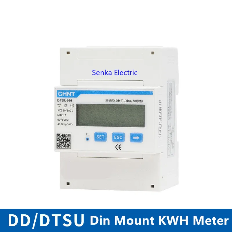 CHINT Multifunction Power Programable V A W KWH DTSU666 RS485 Energy Meter 1 / 3 Phase 220V 380V Digital Watt-hour DDSU666