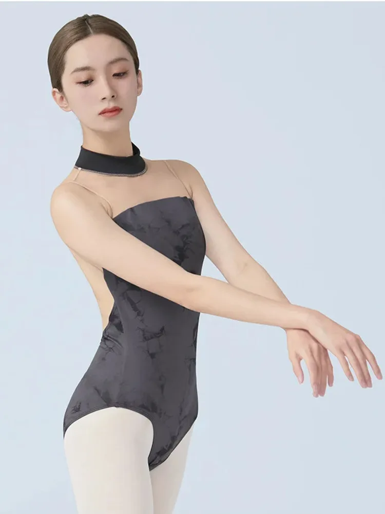 رومبير أنيق شبكي مرقع بدون ظهر - ملابس رقص باليه خفيفة الوزن لأداء المسرح وجلسلات الممارسة