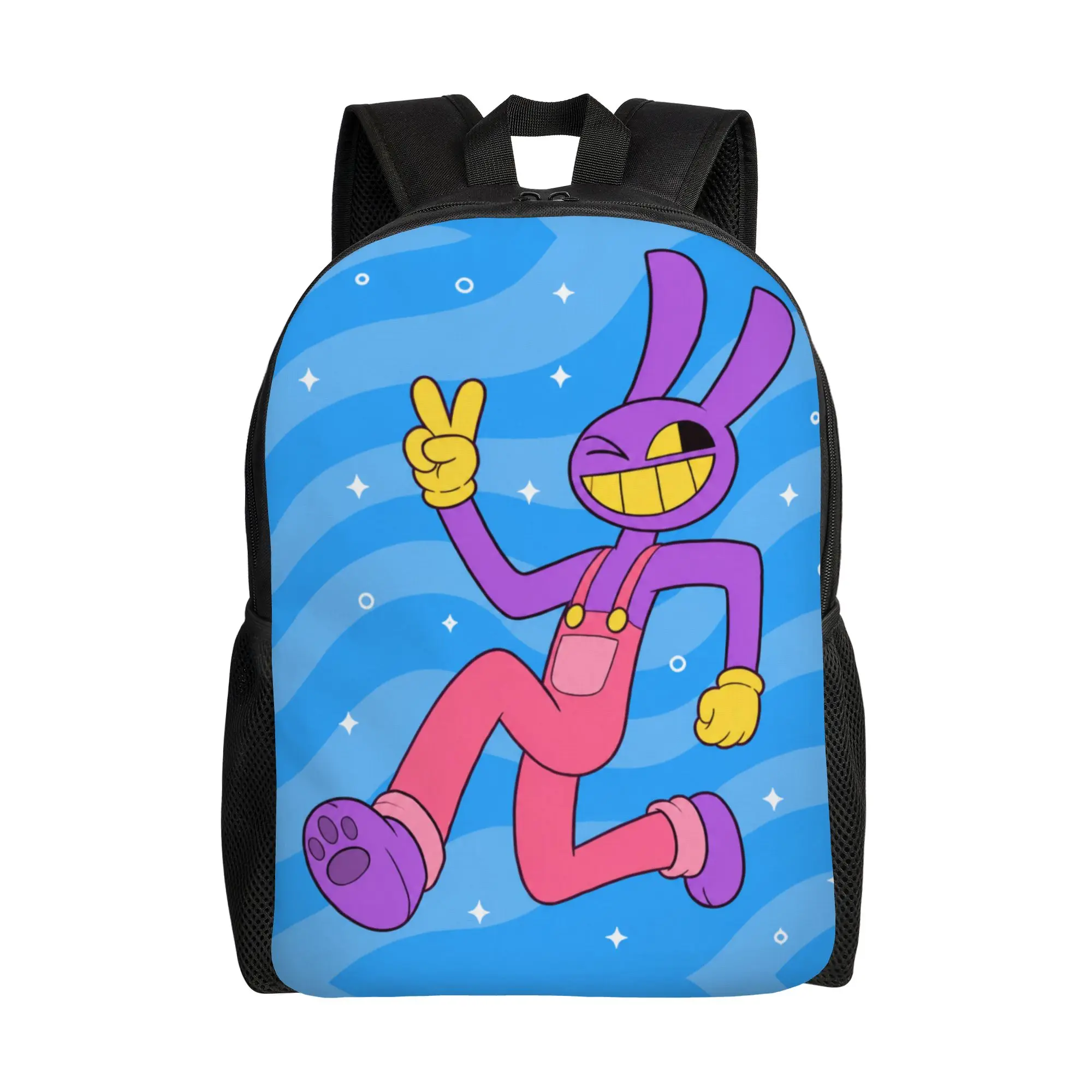 Jax Cartoon Digitals Circus Rabbit Peace Sign Cartoon Bunny Teenage Backpack Student Daypack for Men Women College Canvas Bags