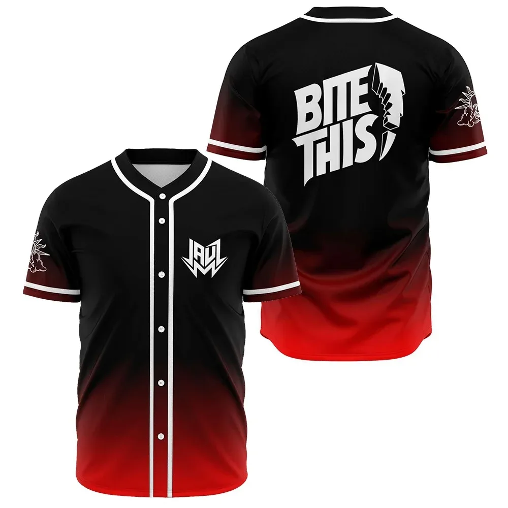 JAUZ Merch Bite This Baseball Jersey Men/Women Casual Streetwear Thin button Baseball uniform Oil Slick Customi Baseball Jersey