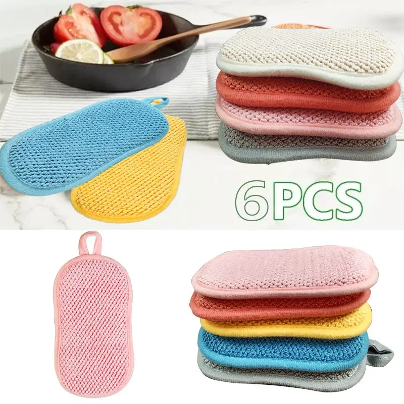 Dupla Face Cozinha Limpeza Esponja Mágica, Esponjas Scrubber para lavar louça, Acessórios do banheiro, 6 Pcs, 3 Pcs, 1Pc