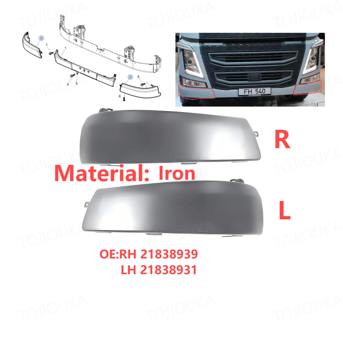 

Подходит для бампера Volvo Truck OE. 21838931 82847044 21838939 82847046 82847045