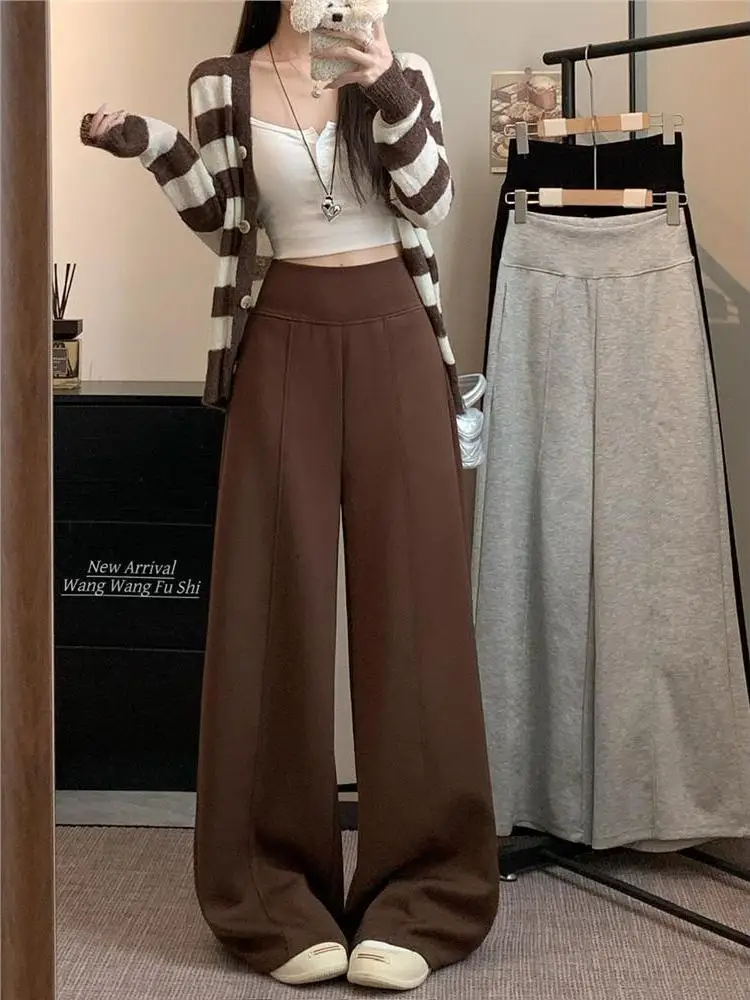 High Waist Draped Wide Leg Casual Pants Women's Straight Cut Sweatpants Long Trousers Spring Autumn New Style Phx Snow Brand