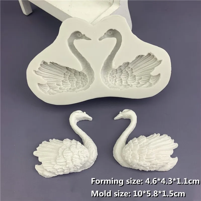 1 Pair Little Swans Silicone Mold DIY Baking Fondant Aromatherapy Gypsum Resin Drop Glue Silicone Chocolate Cake Decoration Mold