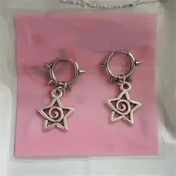 New Korean Fashion Cute Star Swirl Earrings Gothic Charms Rivet Earrings for Women Punk Grunge Jewelry Vintage Accessories Cool