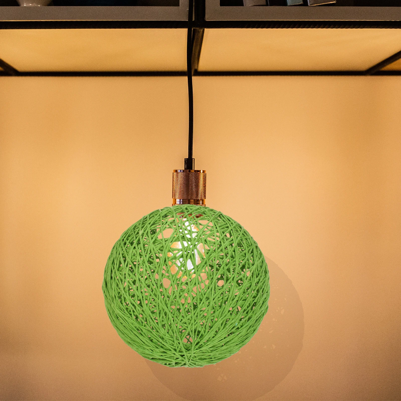 

4pcs Colorful Hemp Ball Lampshade Imitation Rattan Woven Ceiling Light Cover Easy Install Home Bar Restaurant Decor Braided