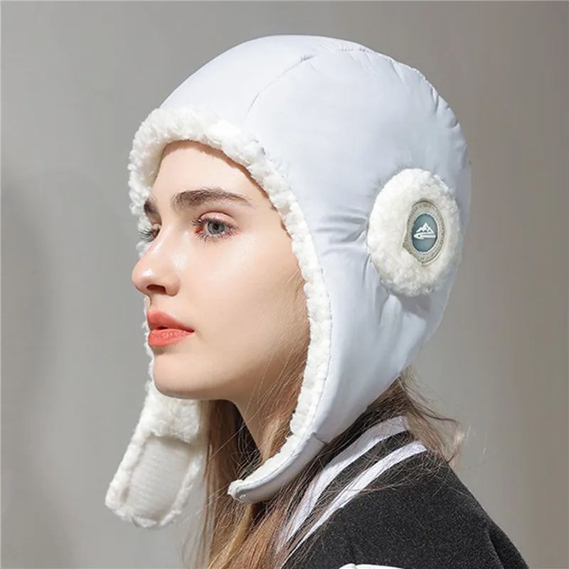 Sombrero de piloto de Invierno para mujer, gorro ruso de felpa, grueso, a prueba de frío, de piel sintética, para ciclismo, 2024