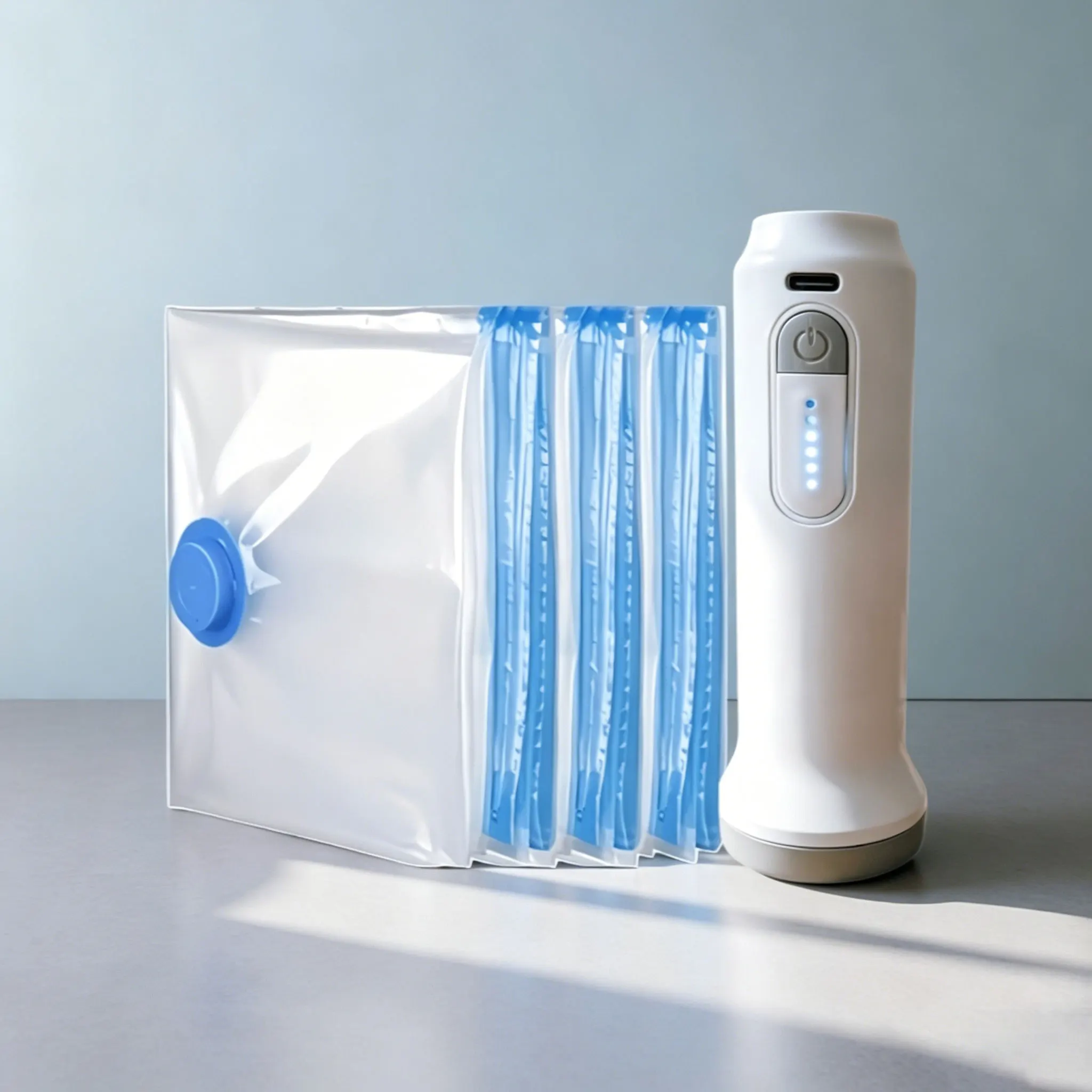 Vakuum-Aufbewahrungsbeutel 4er-Set mit USB-Elektropumpe, 1500mAh Wiederaufladbare Batterie, Kompression für Kleidung, Bettdecken, Saisonale Aufbewahrung
