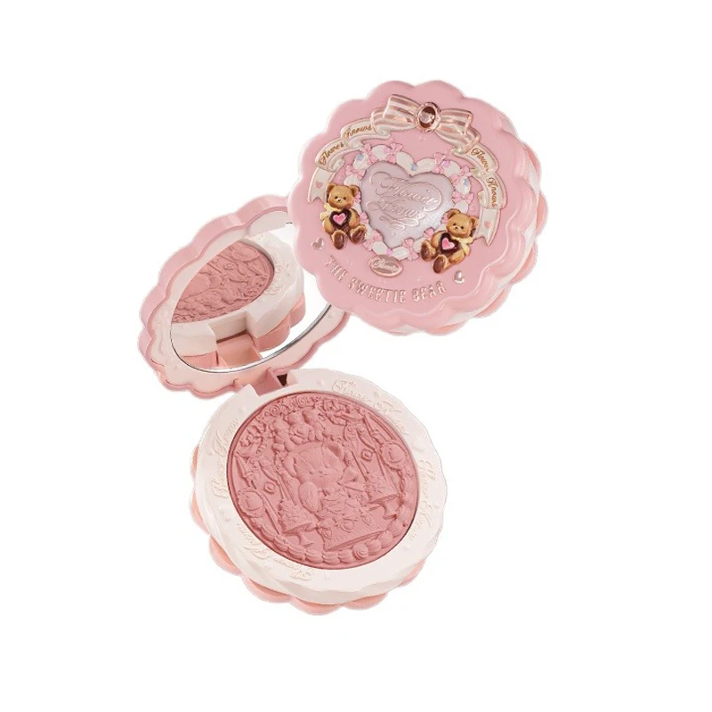 Flowerknows THE SWEETIE BEAR Blush Powder Silk Satin Blusher for Cheeks Contour Face for A Natural Matte Finish Contour Palette