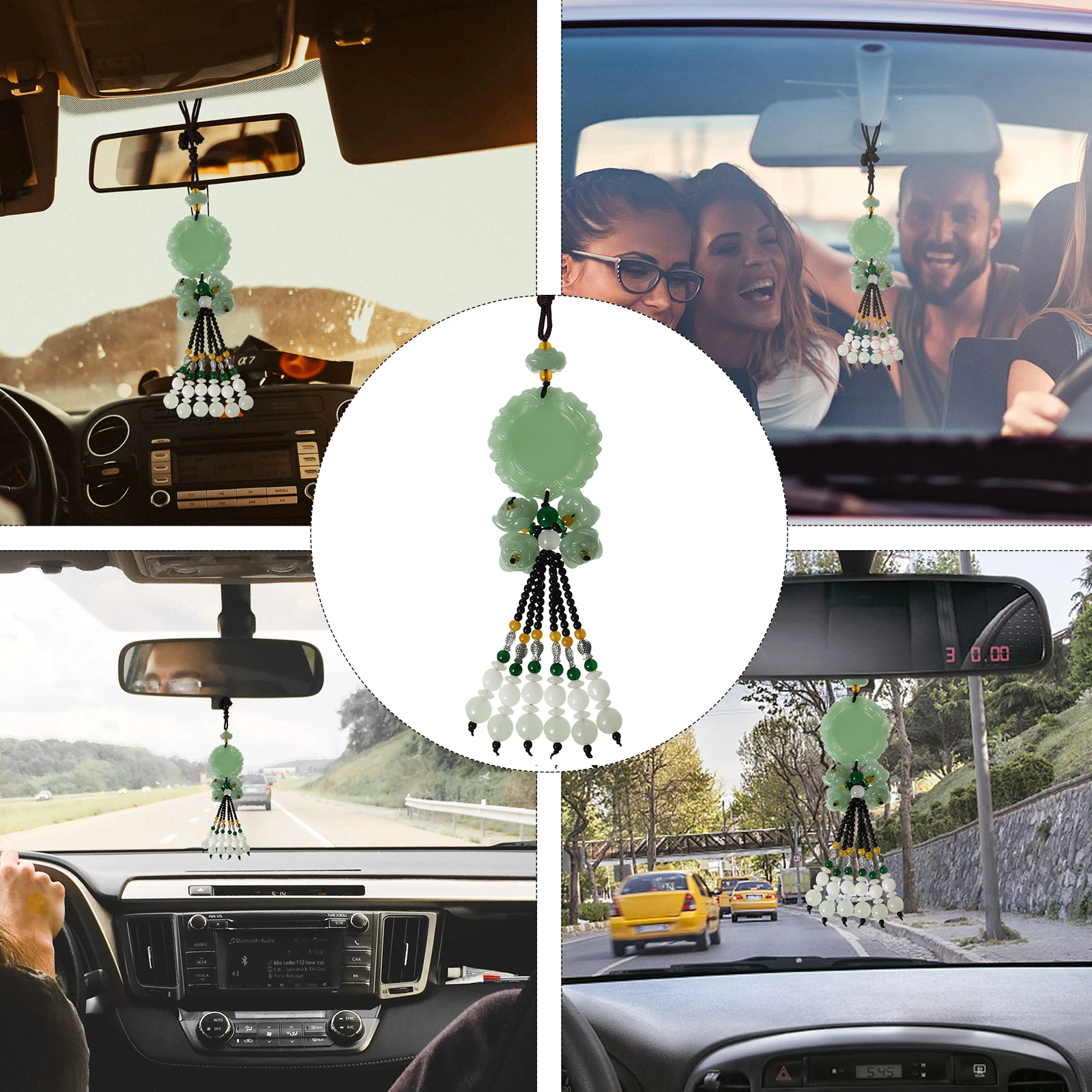

Rearview Car Rearview Mirror Pendant Pendant Colored Glaze Material Gift Jade Design Car Interior Decor Compact Size