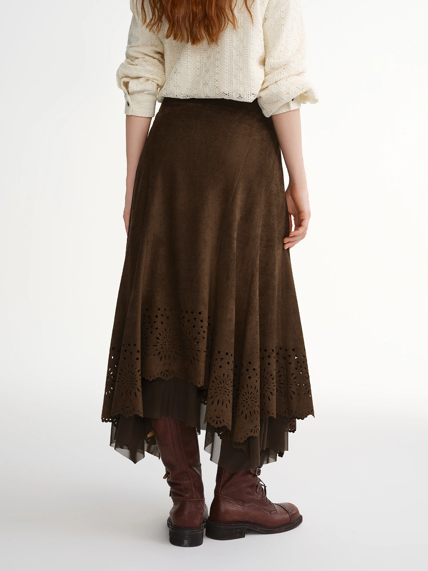 DUSHU ملابس نسائية رائعة بمقاسات كبيرة تنورة نصف مخملية مقصوصة للإغراء نصف تنورة عصرية متعددة الاستخدامات