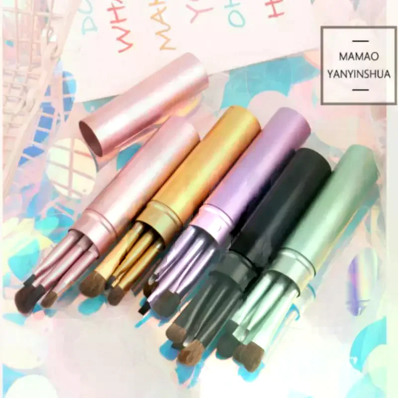 5pcs Eye Makeup Brushes Set Soft Eyeshadow Brush, Smudging Brush,eyeliner Brush With Storage Tube