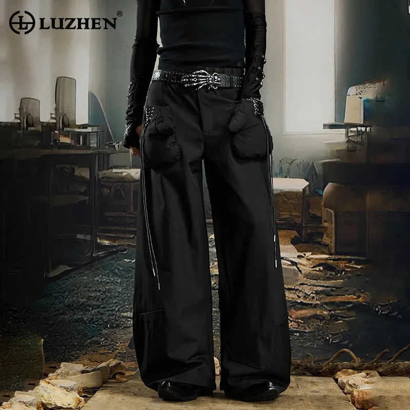 

LUZHEN 2025 новые оригинальные персонализированные перчатки с карманами, дизайнерские прямые повседневные брюки, мужские модные уличные красивые мужские брюки JY5299