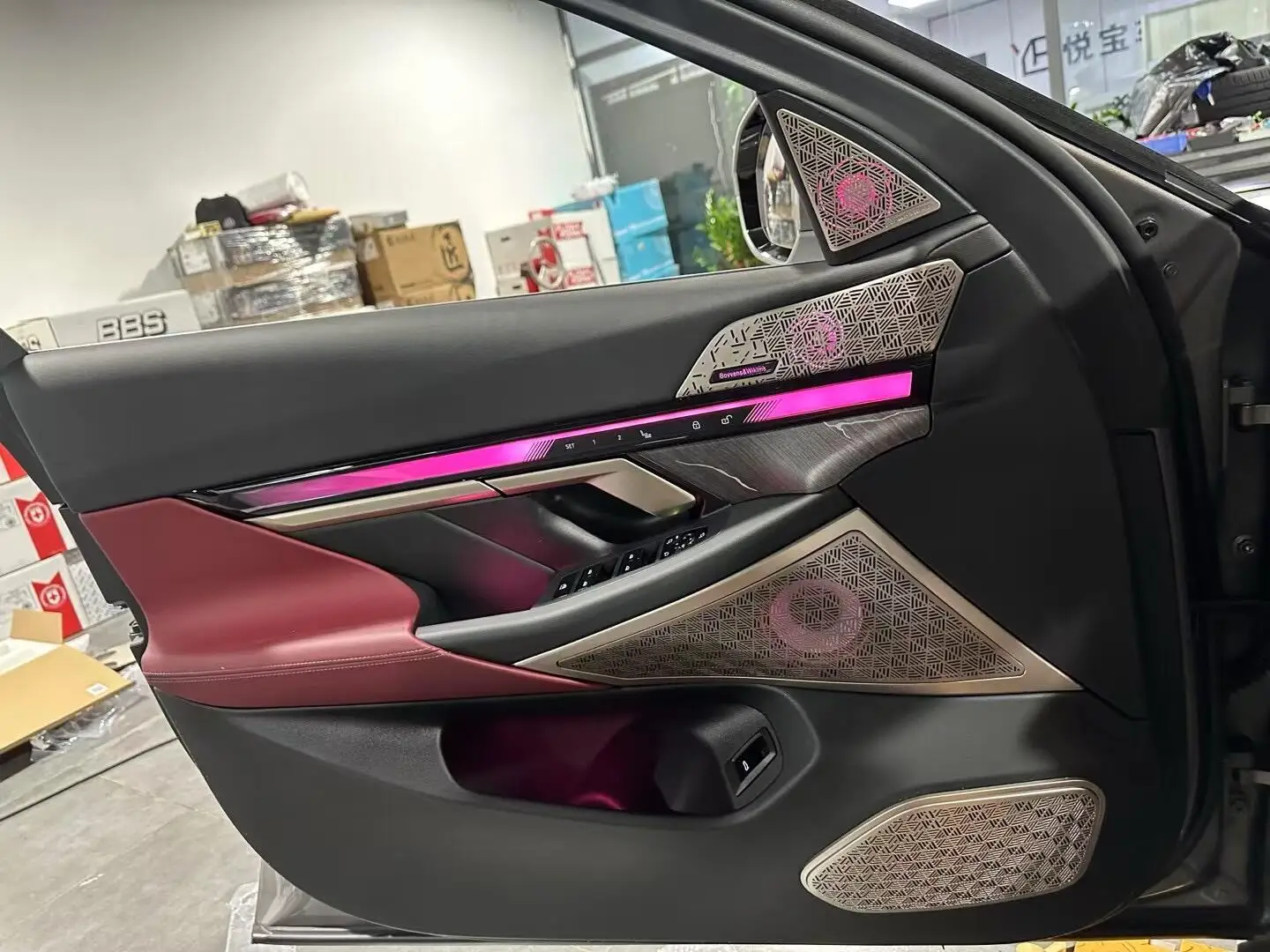 ترقية سيمفوني LED سيارة الإضاءة المحيطة الداخلية ل 5 سلسلة G60 G68 2018-2024 + غطاء مكبر الصوت الباب اكسسوارات الديكور #2