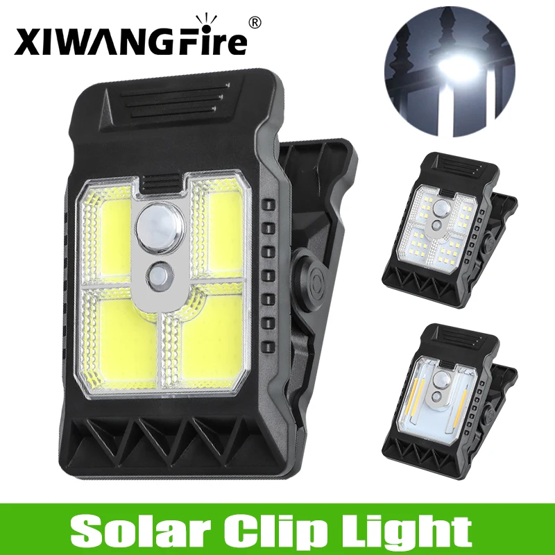 Outdoor LED Solar Clip Ligh 3 Modes Motion Sensor Lamp Waterproof Wall Lighting For Fences Garages Balconies Local Warehouse