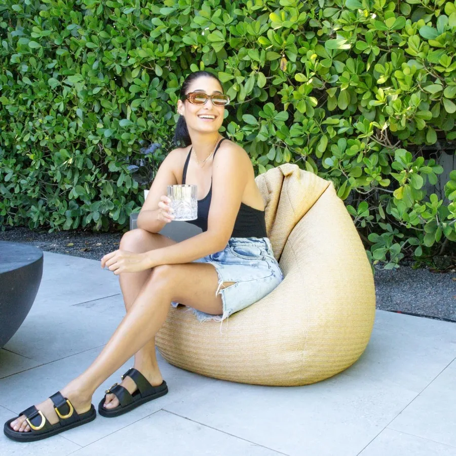 Weatherproof Bean Bag Chair, Basket Weave, Breathable Weather Resistant Fabric, 2.5 feet Teardrop