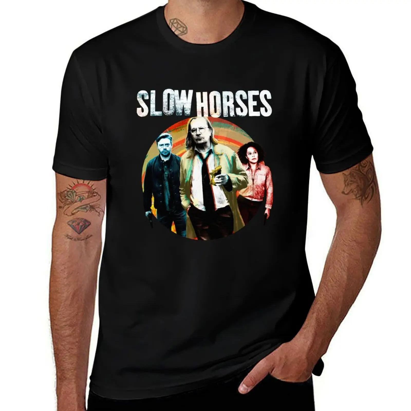 تي شيرت Slow Horses 2 تي شيرت قطني تي شيرت عالي الجودة للرجال تي شيرت قطني مضحك