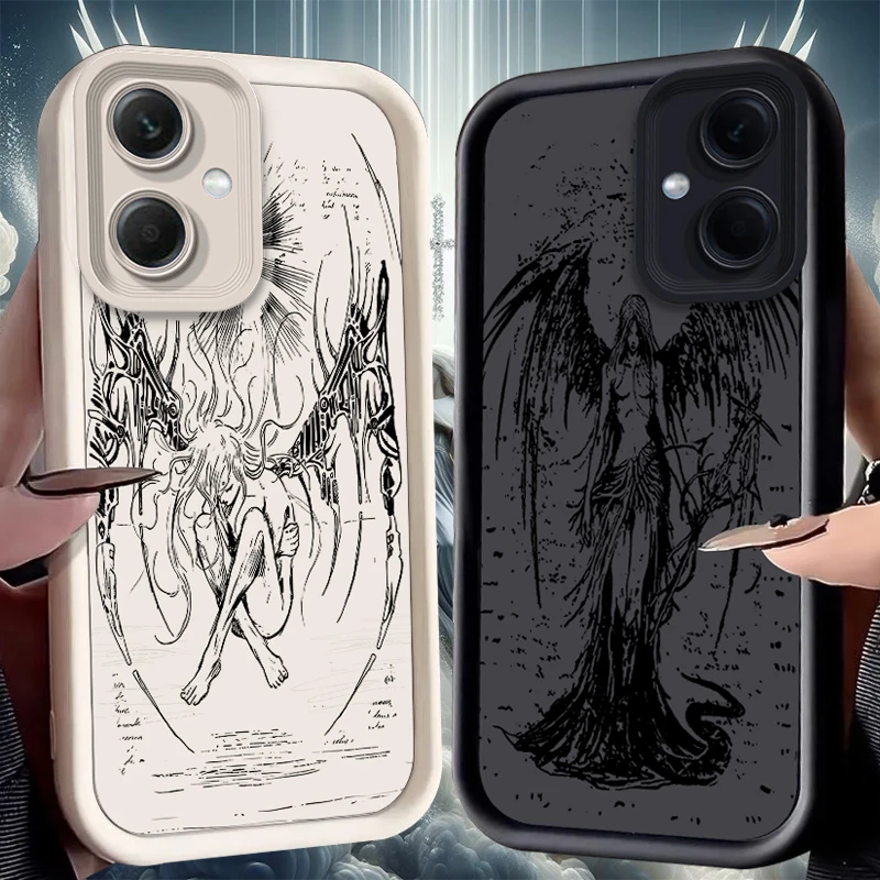 Retro Punk Angel Silicone Case for Xiaomi Redmi Note 13 12 Pro Plus 4G 5G 13C 12C Turbo 11 11S 10 10S 9 10A 10C 9C A2 A1 Cover