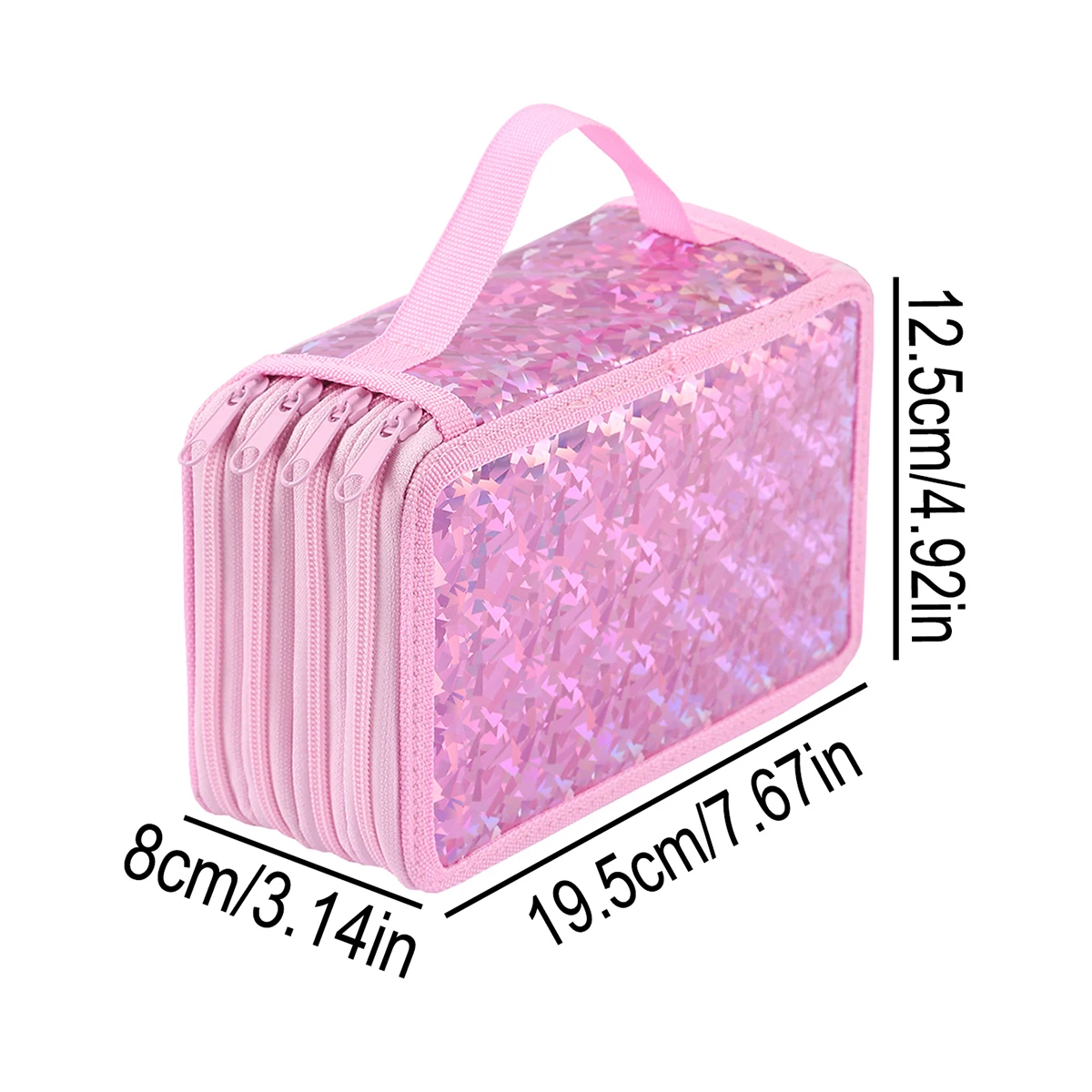 1pc Shiny Four-Layer Zipper Pencil Case, Portable Exquisite Stationery Storage Bag, Essential Art Drawing Pencil Case for School