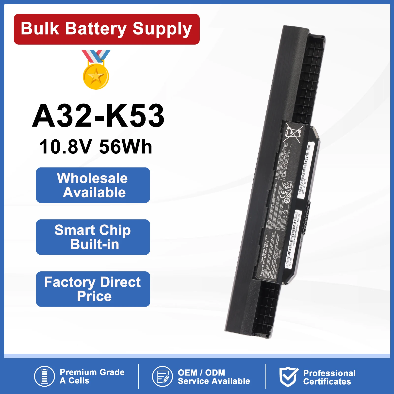 ETESBAY A32-K53 56WH Laptop battery For Asus A43 A43E A53S K43E K43U K43S K43SJ K53 K53T K53S K53SV X54 X54H X44H X44LY