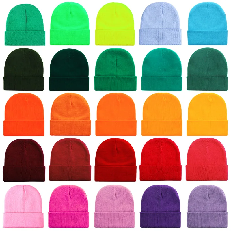 

Однотонные вязаные чепчики унисекс на зиму и осень Skullies & Beanies