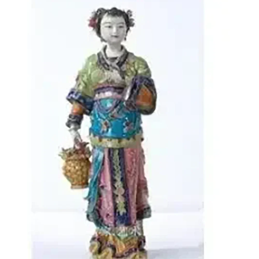 Hongyun Dangtou classic lady Shiwan doll ceramic gift model room Chinese decoration teahouse club girl Beauty figure Sculpture