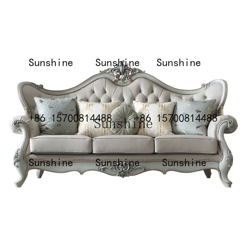 Court French high-end first-layer cowhide leather European classical luxury sofaR