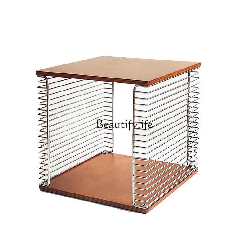 Medieval style stainless steel edge few metal bookshelf sofa side table bedside table