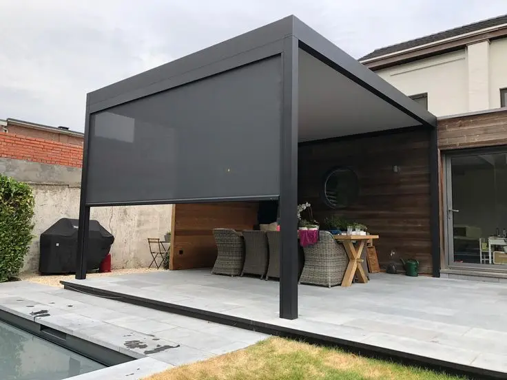 

Garden Buildings Outdoor Sun Shade Retractable Pavilion Customized 3x3 Modern Bioclimatic Motorized Aluminium Louvered Pergolas
