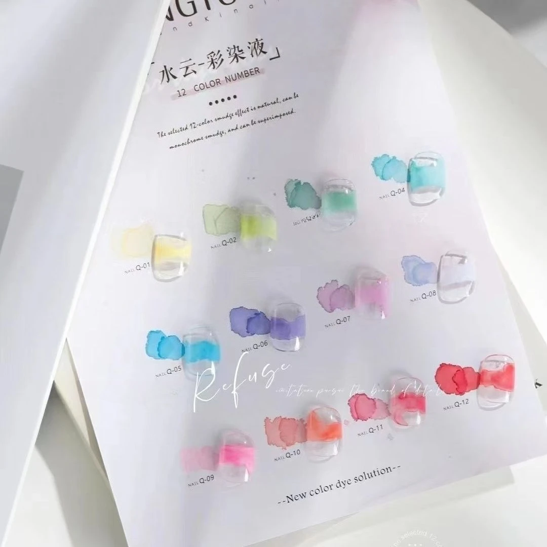 

12 Colors Blooming Marble Watercolor Liquid Nail Gel Macaron Gradient Colors UV LED Soak Off Manicure Painting Varnish Nail Art