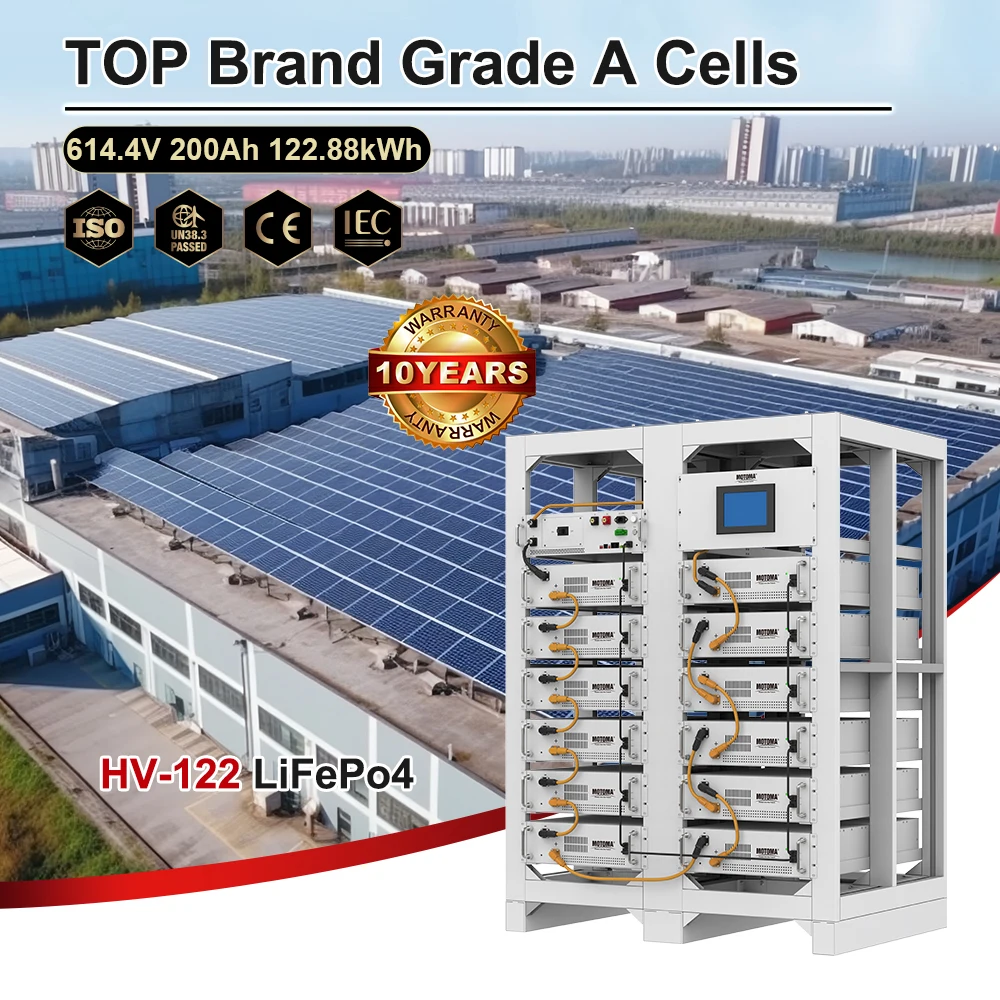 122kWh High Voltage LiFePO4 Battery 614.4V 200Ah Lithium Battery Stacked Industrial Commercial Solar Power  MOTOMA UL CE IEC