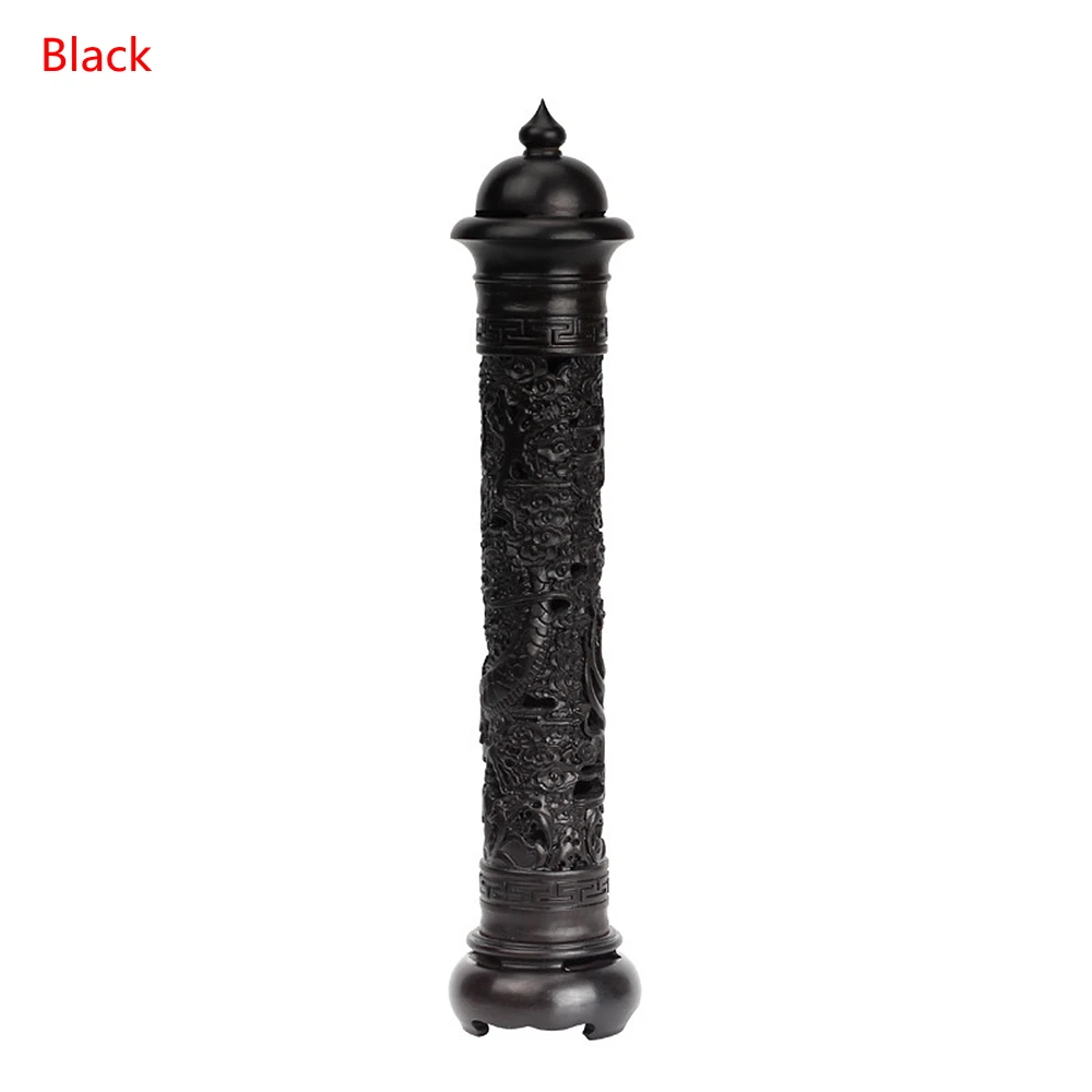 Ebony Sour Twig Wood Carved Dragon Vertical Incense Burner Handmade Censer Aromatherapy Furnace Incense Burne