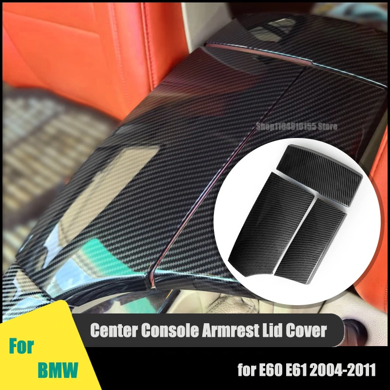 Center Console Armrest Lid Cover Trim Pad Sticker For BMW 5 Series E60 E61 2004-2011 Interior Decoration Accessories