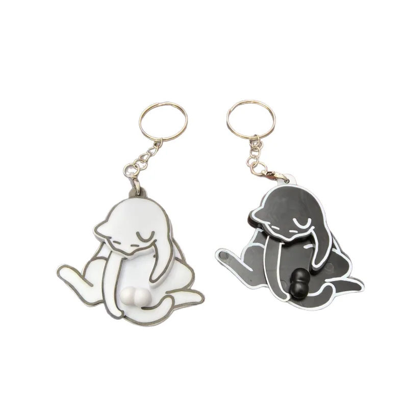 Creative Pull Play Egg Cat Keychain Pendant Rotatable Acrylic Bag Charm for Women Funny Cute Purse Car Accessory