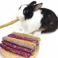 6pcs/Set Rabbit Chew Sticks Mixed Natural Flower Chew Toys Treats for Rabbit Bunny Chinchilla Guinea Pig Hamster Molar Snacks