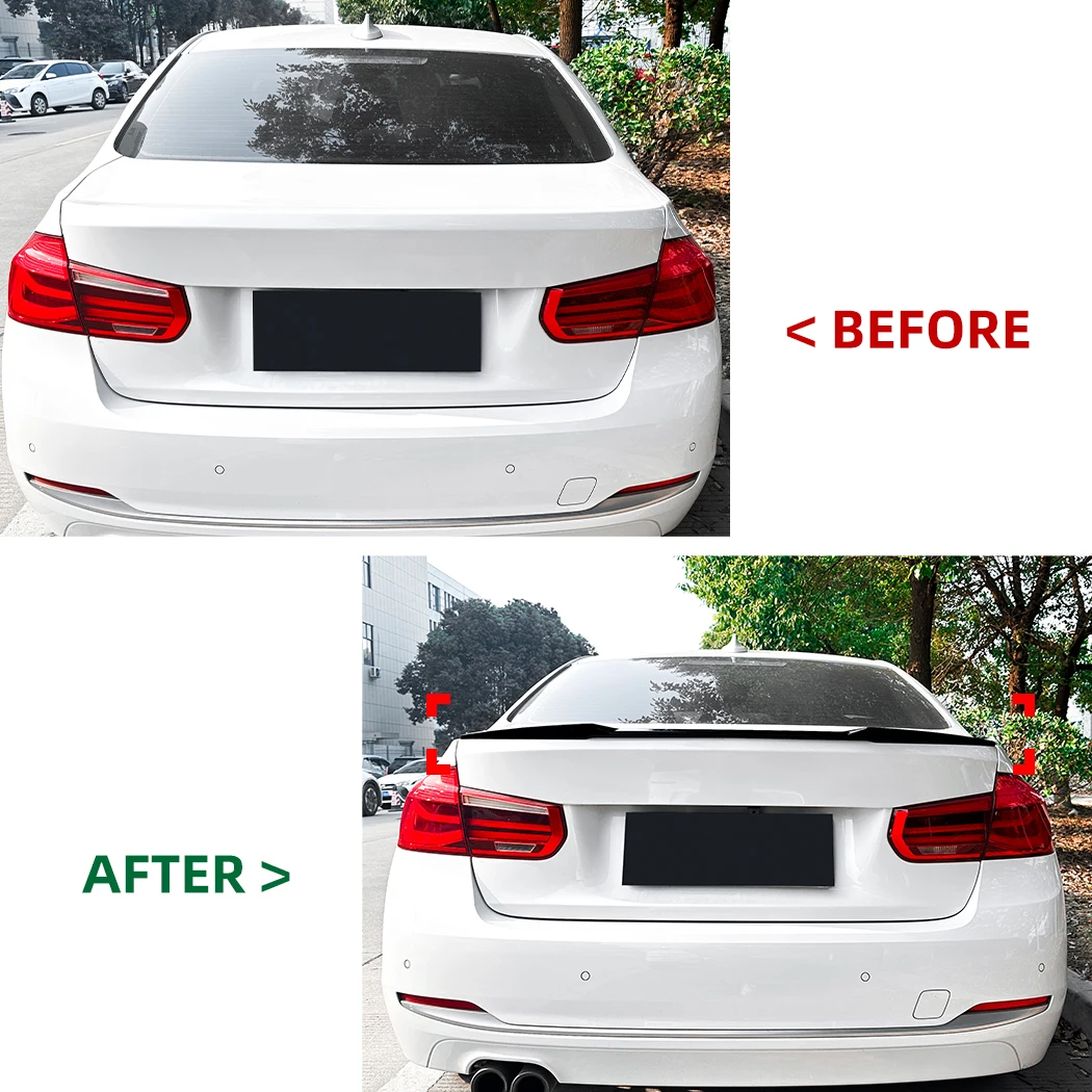 For BMW 3 Series F30 318i 320i 2013-2019 M4 Blade Style Car Tail Wing Spoiler Rear Top Splitter ABS Body Kit Exterior Guard Trim