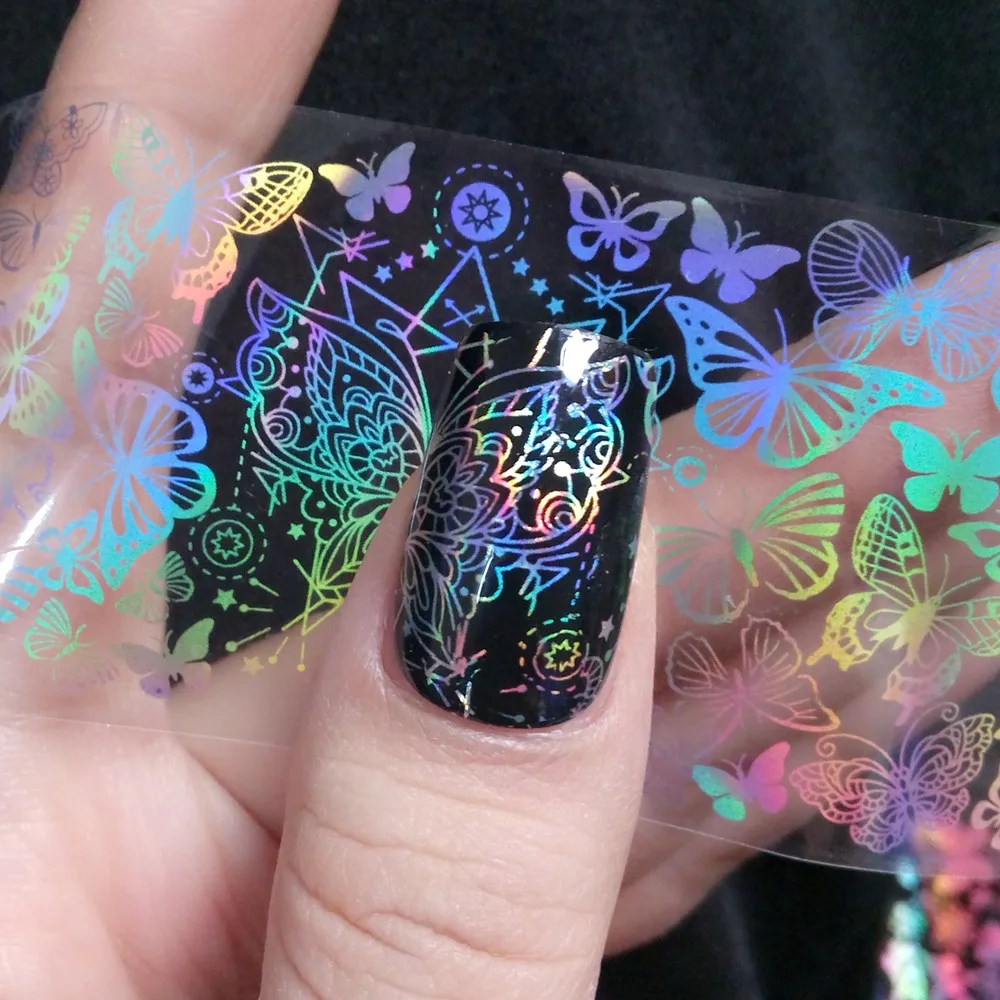 100x4cm Holographische Nagel Aufkleber Für Design DIY Nail art Transfer Folien Laser Gebrochenes Glas Aufkleber Maniküre film