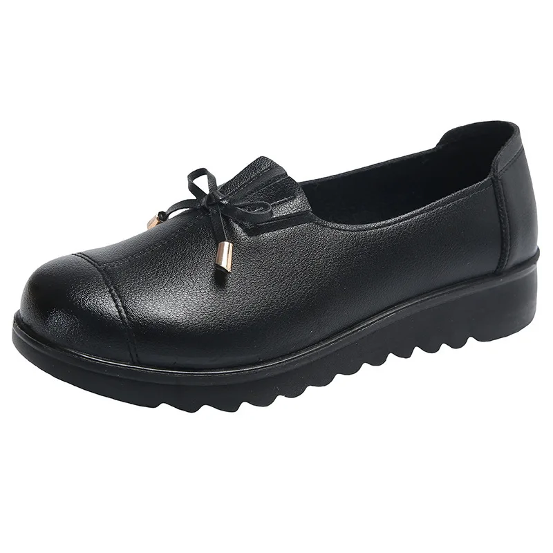 2025 أمي أحذية ربيع الخريف طبعة أحذية من الجلد لينة أسفل سطح ناعم المضادة للانزلاق أحذية نسائية مريحة المسنين متعطل #5