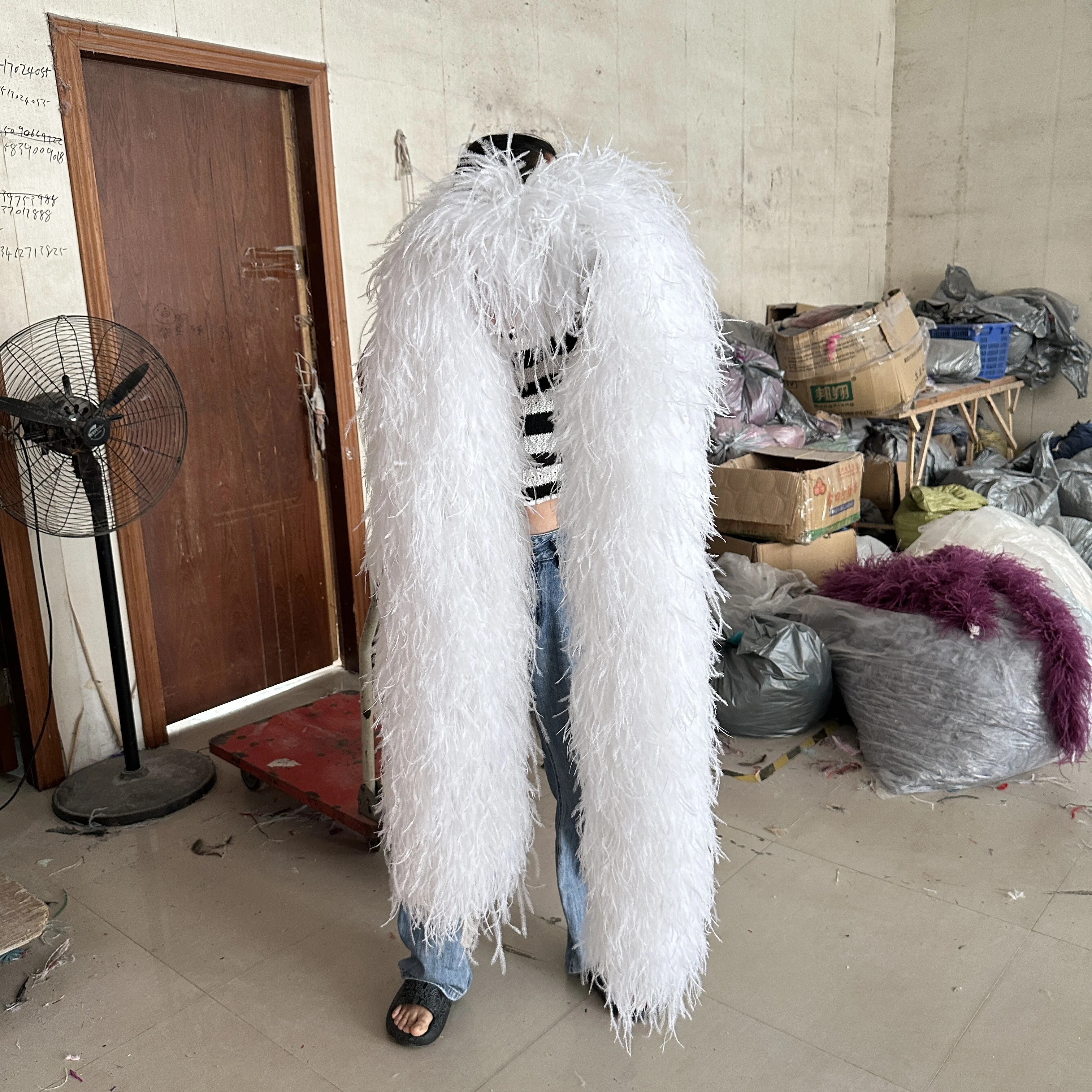 Super-Thick Ostrich Feather Boa White Black 20ply Ostrich Plume Shawl Scarf Customized for Bride Dresses Accessories